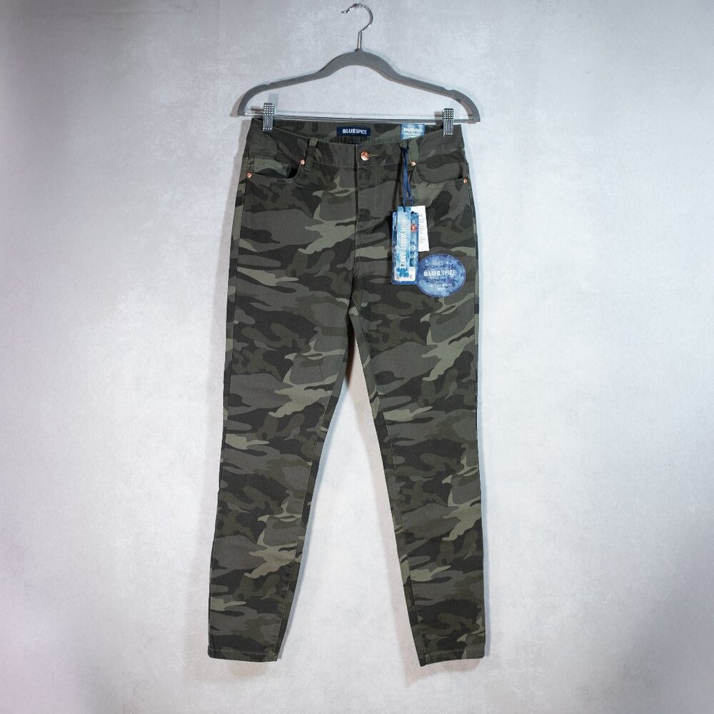 Blue Spice Womens High Waist Ankle Print Jeans Juniors Camo Multi Size 7